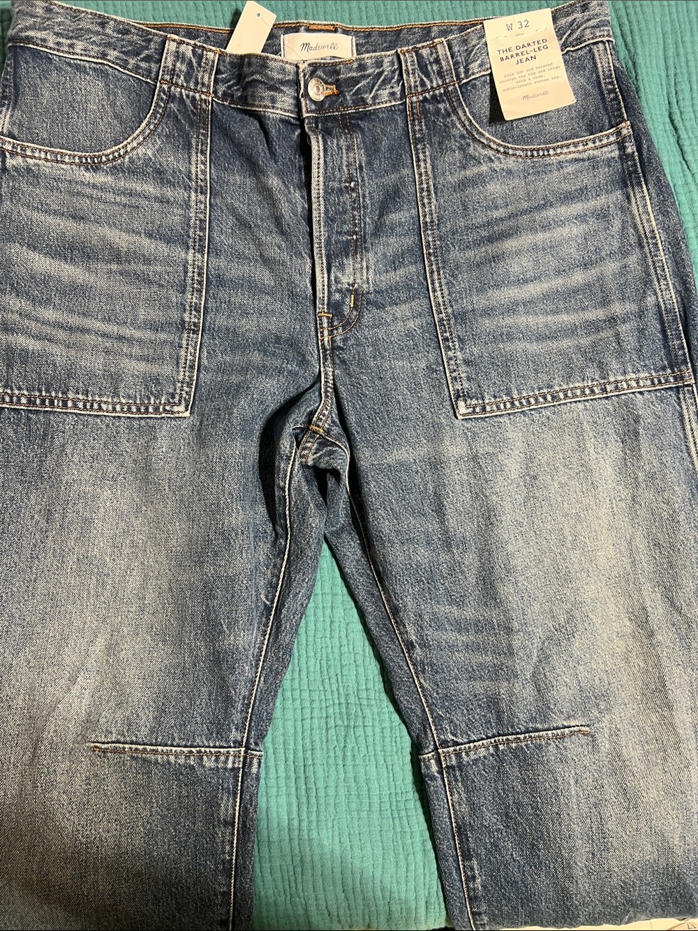NWT Madewell Darted Barrel Leg Jean sz32